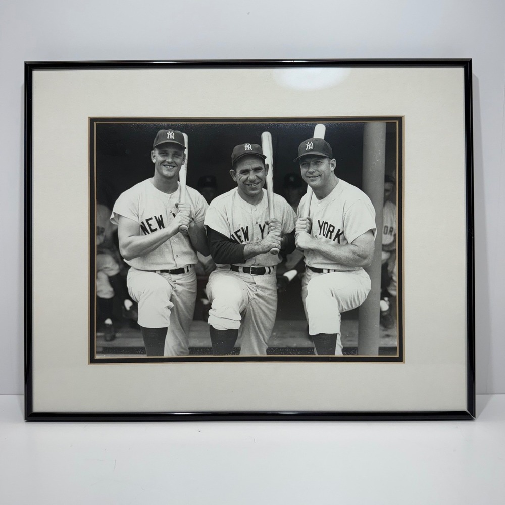 New York Yankees Maris Berra Mantle Framed Photo Baseball Legends 20x16 Decor